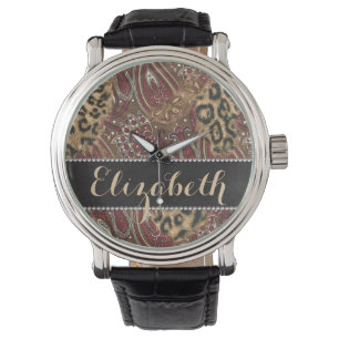Leopard och Paisley mönstertryck som ska Armbandsur