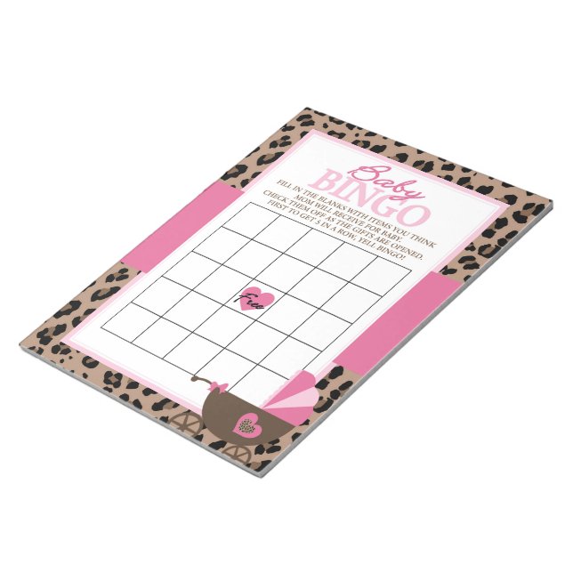 Leopard och Rosa Gift Bingo Baby Shower Game Pack Anteckningsblock (Vinklad)