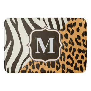 Leopard och sebra badrumsmatta