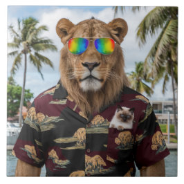 Leopard och siamesisk kattdekorativ platta kakelplatta