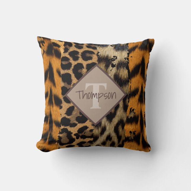 Leopard och Tiger Print Namn Dekorativ kudde (Framsida)