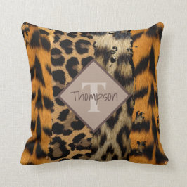 Leopard och Tiger Print Namn Dekorativ kudde