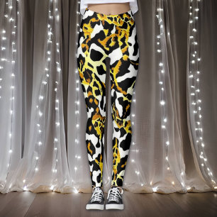 Leopard och Zebra Päls Print Mönster Leggings