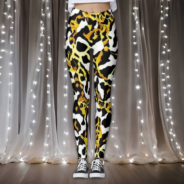 Leopard och Zebra Päls Print Mönster Leggings (Skapare uppladdad)