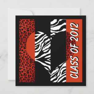 Leopard och Zebra tryck Red Studentfest Inbjudningar