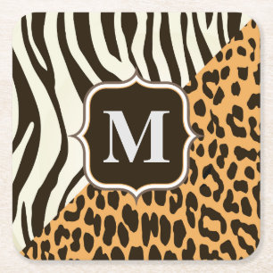 Leopard och Zebra Underlägg Papper Kvadrat