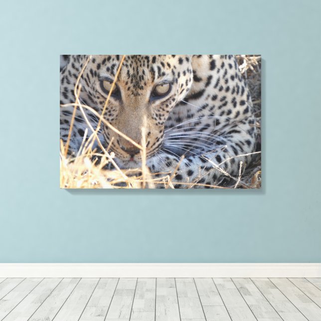LEOPARD ÖGON NÄRBILD CANVASTRYCK (Insitu (trägolv))