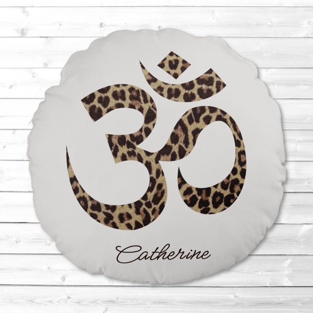 Leopard om Symbol Meditation Yoga Round Pillow Rund Kudde (Skapare uppladdad)