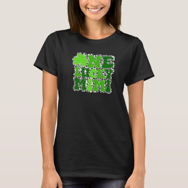 Leopard One Lucky Mimi Irish Shamrock St Patrick's T Shirt (Framsida)