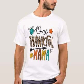 Leopard One Thankful Mamma Funny Mamma Thanksgivin T Shirt