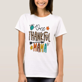 Leopard One Thankful Mamma Funny Mamma Thanksgivin T Shirt