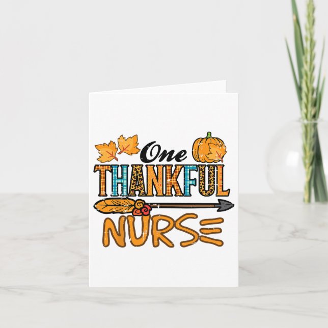 Leopard One Thankful Nurse Thanksgiving Fall SCrub Kort (Framsida)