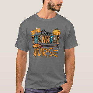 Leopard One Thankful Nurse Thanksgiving Fall SCrub T Shirt