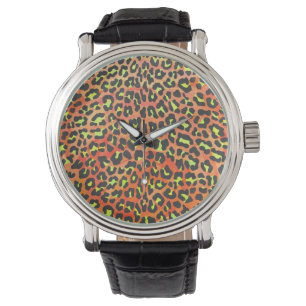Leopard Orange och Gul Tryck Armbandsur