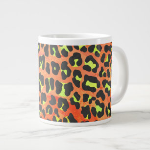 Leopard Orange och Gul Tryck Jumbo Mugg