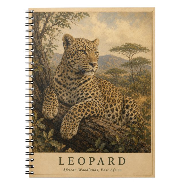 Leopard Östafrikanska skogar VINTAGE Anteckningsbok (Framsidan)