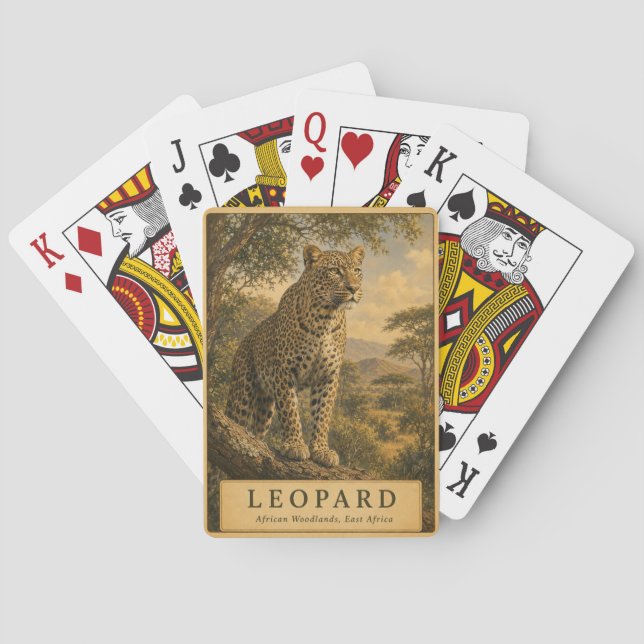 Leopard Östafrikanska skogar VINTAGE Casinokort (Baksidan)