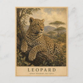 Leopard Östafrikanska skogar VINTAGE Vykort