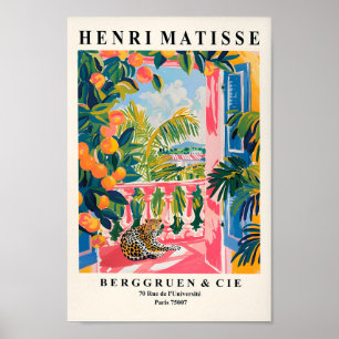 Leopard på Balcony, Matisse Print, Beachy Decor. Poster