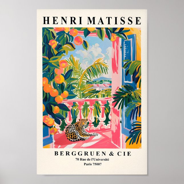 Leopard på Balcony, Matisse Print, Beachy Decor. Poster (Framsidan)