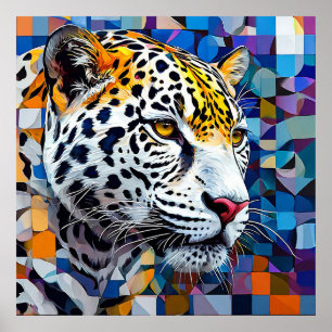 Leopard på blå bakgrund poster