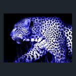 Leopard på Blue Night Poster Pop Art Vilda djur<br><div class="desc">Ansikte i Leopard Poster utskrifter - Motivational Courage / Confidence Pop Art Tigers - Blue Tones Tiger Head / Porträtt Digital Animal Artwork - Tiger Öga Pop Art Image - Head of Leopard Porträtt - Vild Big Cats Digital Bilder</div>
