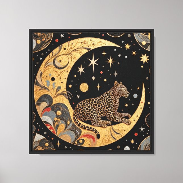 Leopard på den halvmåneformade  canvastryck (Framsida)