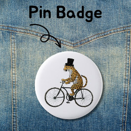 Leopard på en cykelnål Big Cat på en cykel Knapp