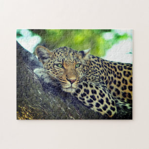 Leopard på en stor katt i Träd Pussel