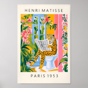 Leopard på en toalett, Lilla Bathroom Poster, Mati Poster