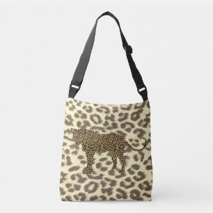 leopard på leopard faux päls kor-krockkudde axelväska
