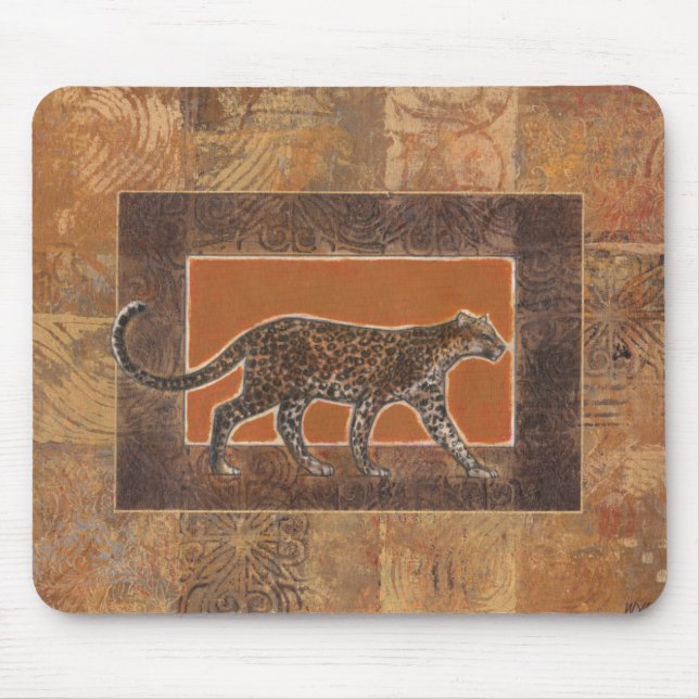 Leopard på Orange och Brown Background Musmatta (Framsidan)