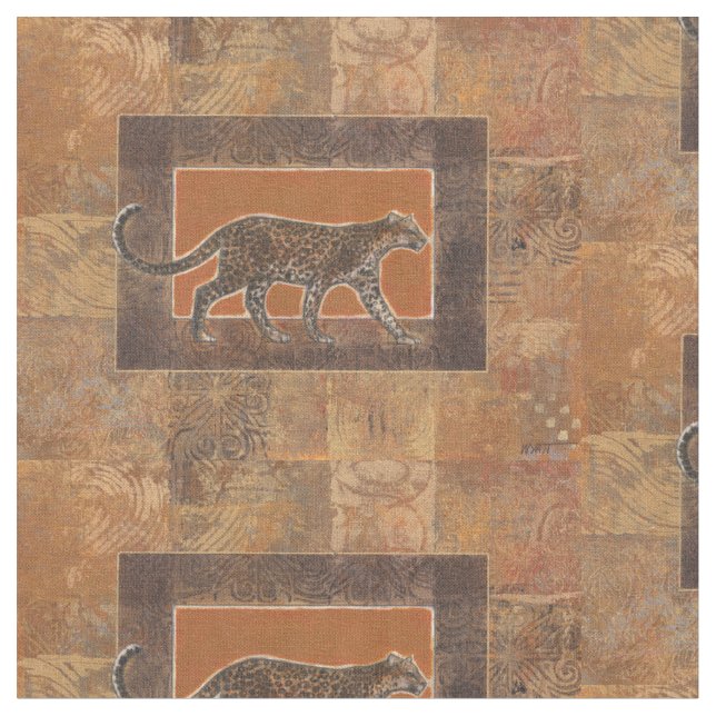 Leopard på Orange och Brown Background Tyg (Närbild)