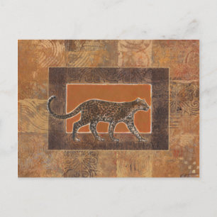 Leopard på Orange och Brown Background Vykort