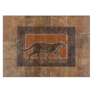 Leopard på Orange och Brown-bakgrund