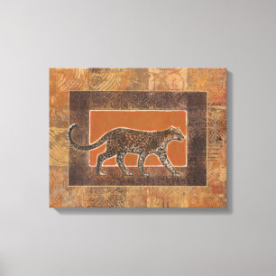 Leopard på Orange och Brown-bakgrund Canvastryck