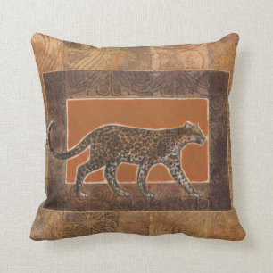 Leopard på Orange och Brown-bakgrund Kudde