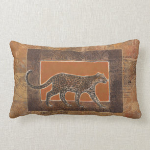 Leopard på Orange och Brown-bakgrund Lumbarkudde