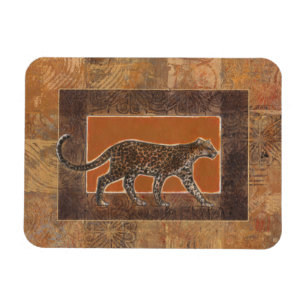 Leopard på Orange och Brown-bakgrund Magnet