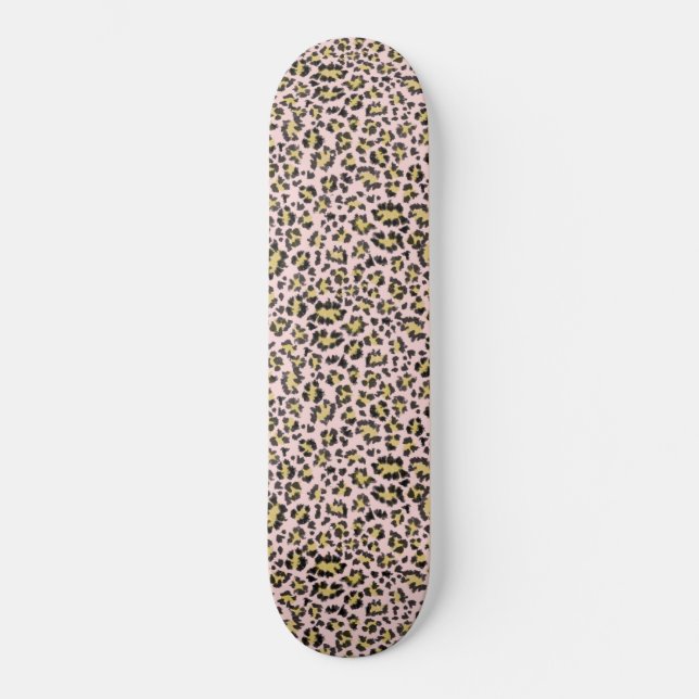 Leopard på rosa mönster skateboard (Framsida)