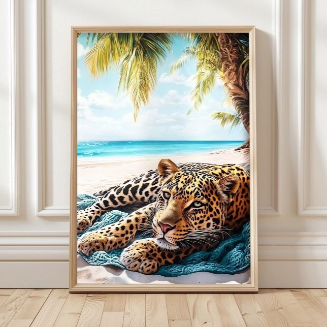Leopard på stranden Affisch Leopard väggkonst Kust (Skapare uppladdad)