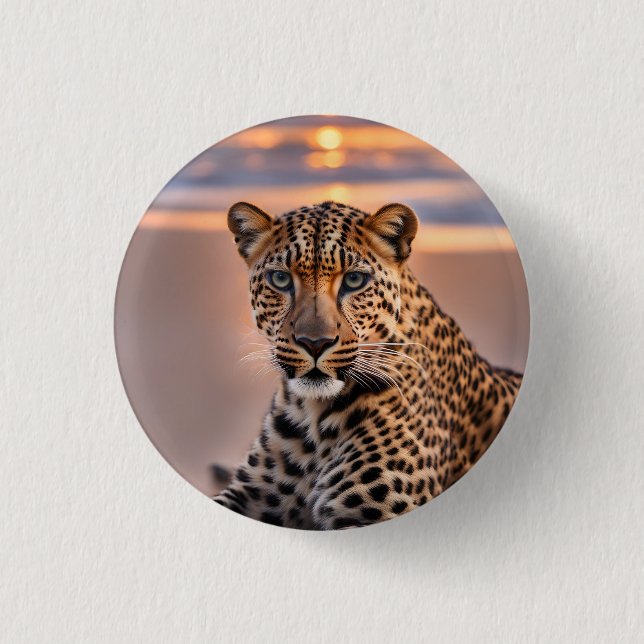 Leopard på stranden knapp (Framsida)