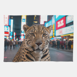 Leopard på Times Square Kökshandduk