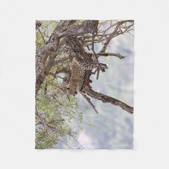 Leopard på träd fleecefilt (Framsidan)