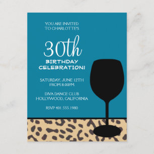leopard på vin födelsedag inbjudningar