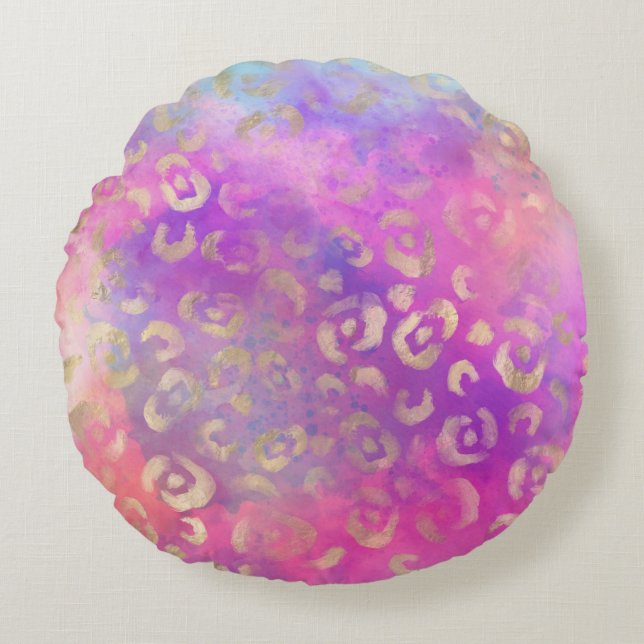 Leopard Paint Series Design 11   Rund Kudde (Framsidan)