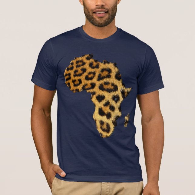 Leopard Päls-effekt Karta i AFRIKA Mode Tee (Framsida)