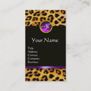 LEOPARD PÄLS ,LILA BLACK GEMSTONE MONOGRAM VISITKORT