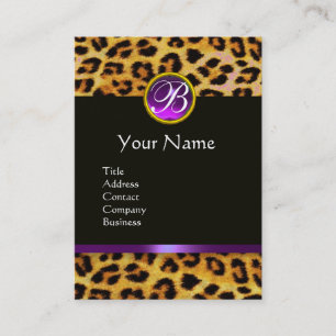 LEOPARD PÄLS ,LILA BLACK GEMSTONE MONOGRAM VISITKORT