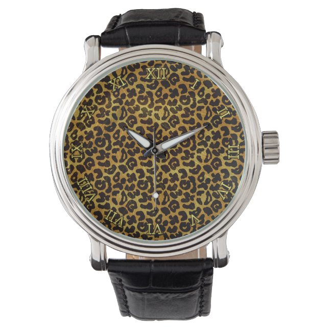 Leopard Päls Print Animal Mönster Armbandsur (Framsida)
